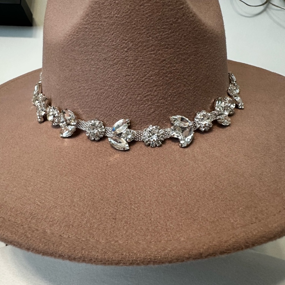 Brown cowgirl Hat with Silver Embellishments - Picture 3 of 11